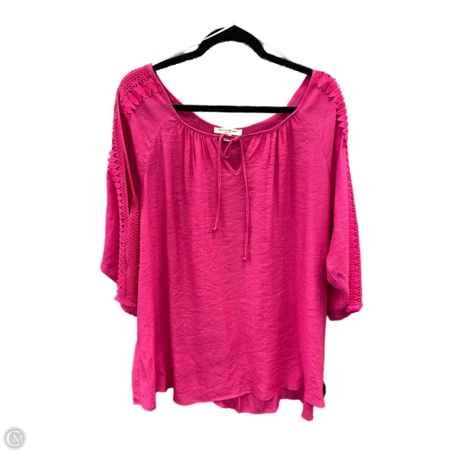 Top Long Sleeve By Studio Works In Pink, Size: 2x