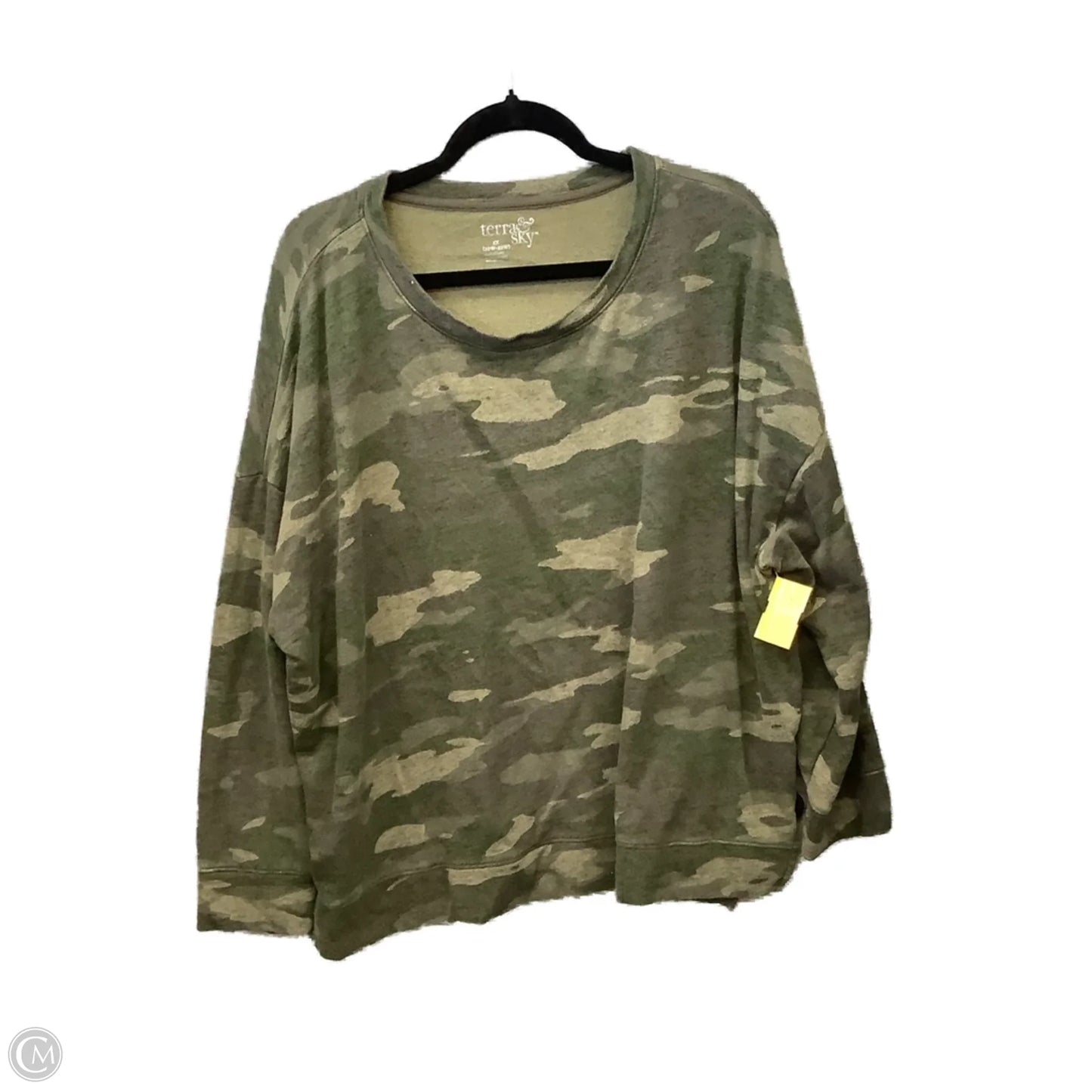 Top Long Sleeve By Terra & Sky In Camouflage Print, Size: 2x