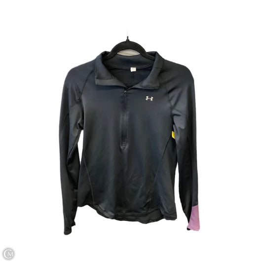 Athletic Top Long Sleeve Collar By Under Armour In Black, Size: M