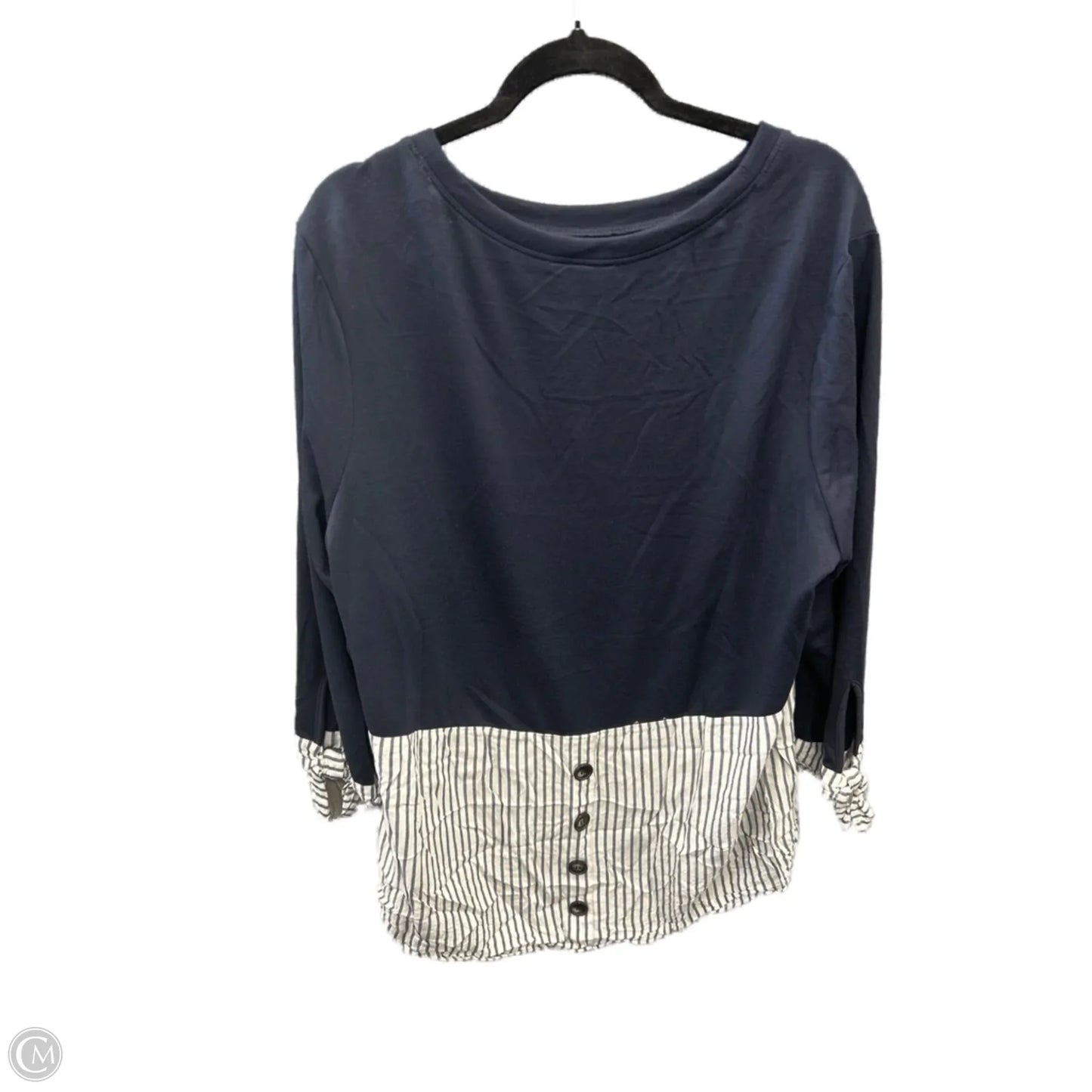 Top Long Sleeve By Ab Studio In Blue, Size: Xxl