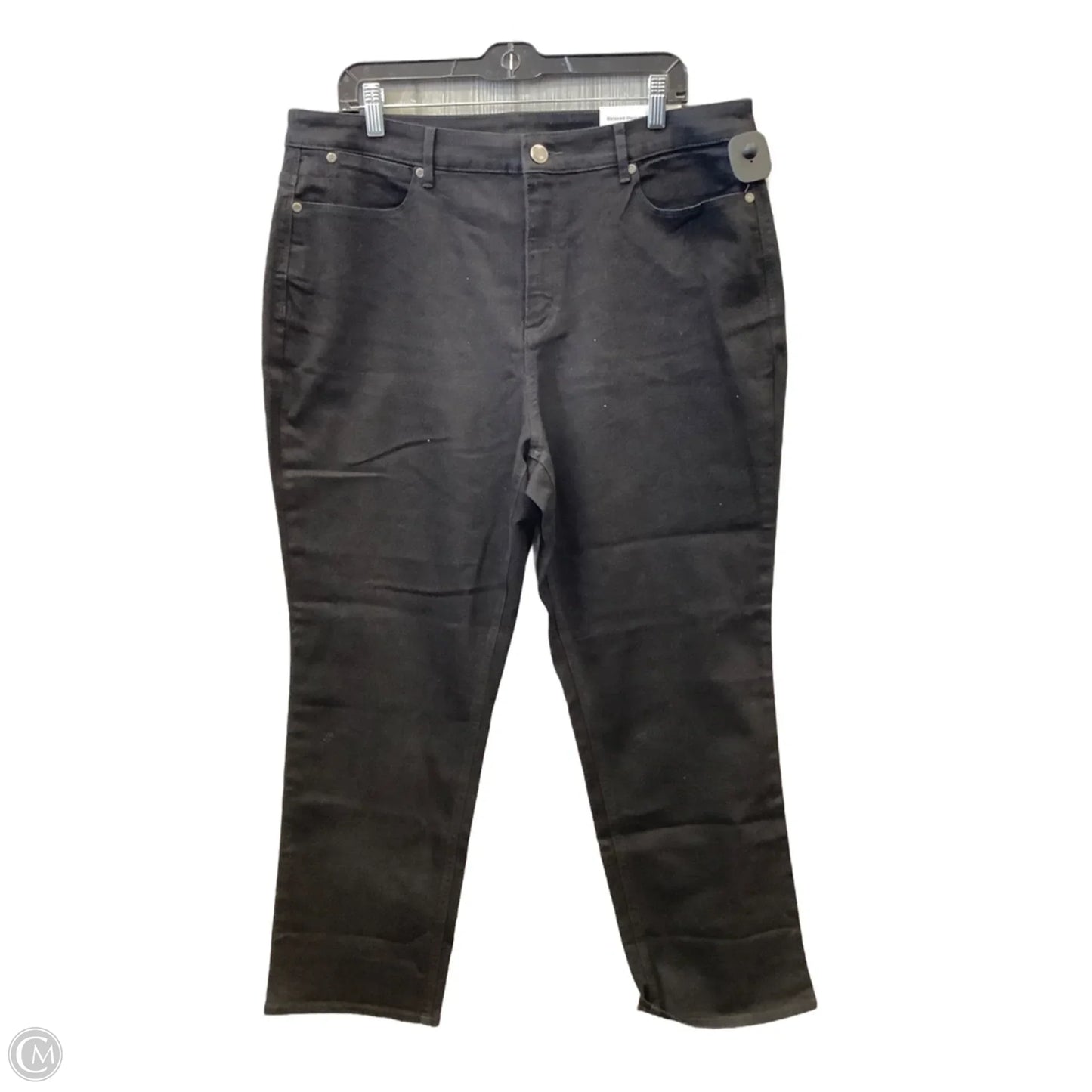 Jeans Straight By Christopher And Banks In Black Denim, Size: 16