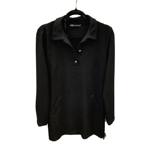 Tunic Long Sleeve By Zara In Black, Size: M