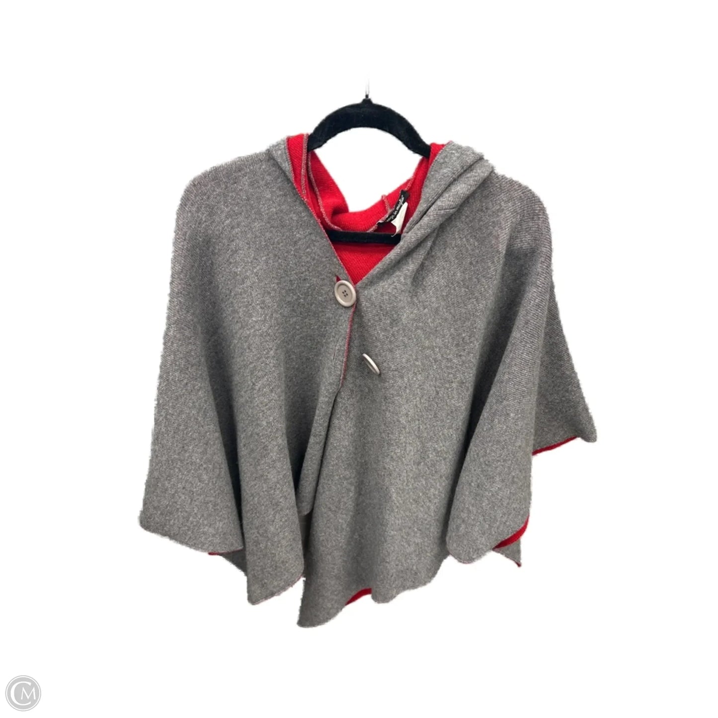 Poncho By Clothes Mentor In Grey & Red, Size: Osfm