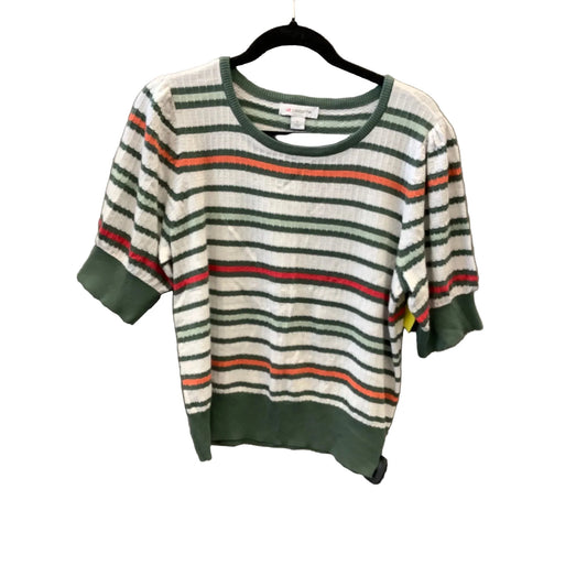 Sweater Short Sleeve By Liz Claiborne In Striped Pattern, Size: L