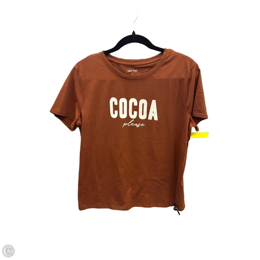 Top Short Sleeve By Nine West Apparel In Brown, Size: L