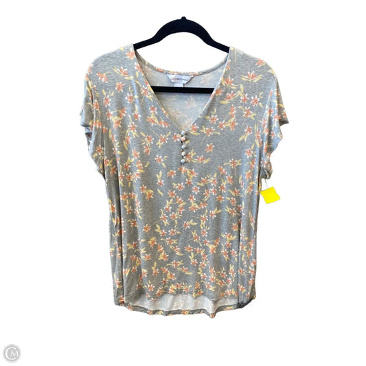 Top Short Sleeve By Liz Claiborne In Grey, Size: L