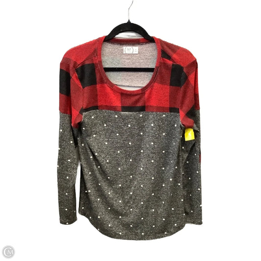 Top Long Sleeve By Maurices In Grey & Red, Size: M