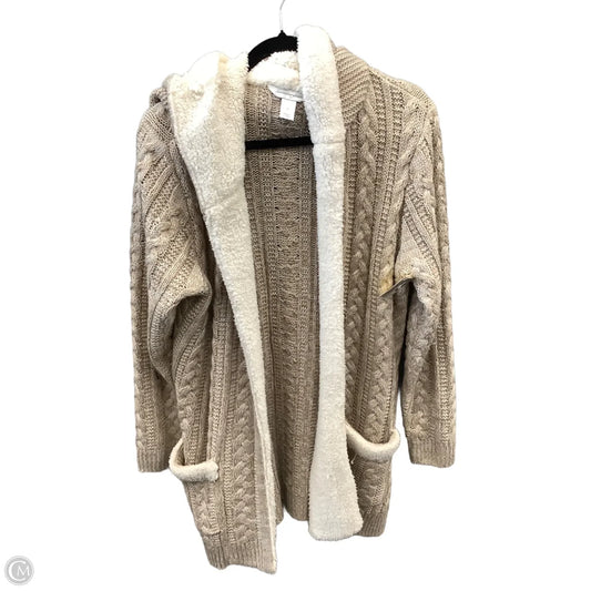 Sweater Cardigan By Christopher And Banks In Tan & White, Size: M