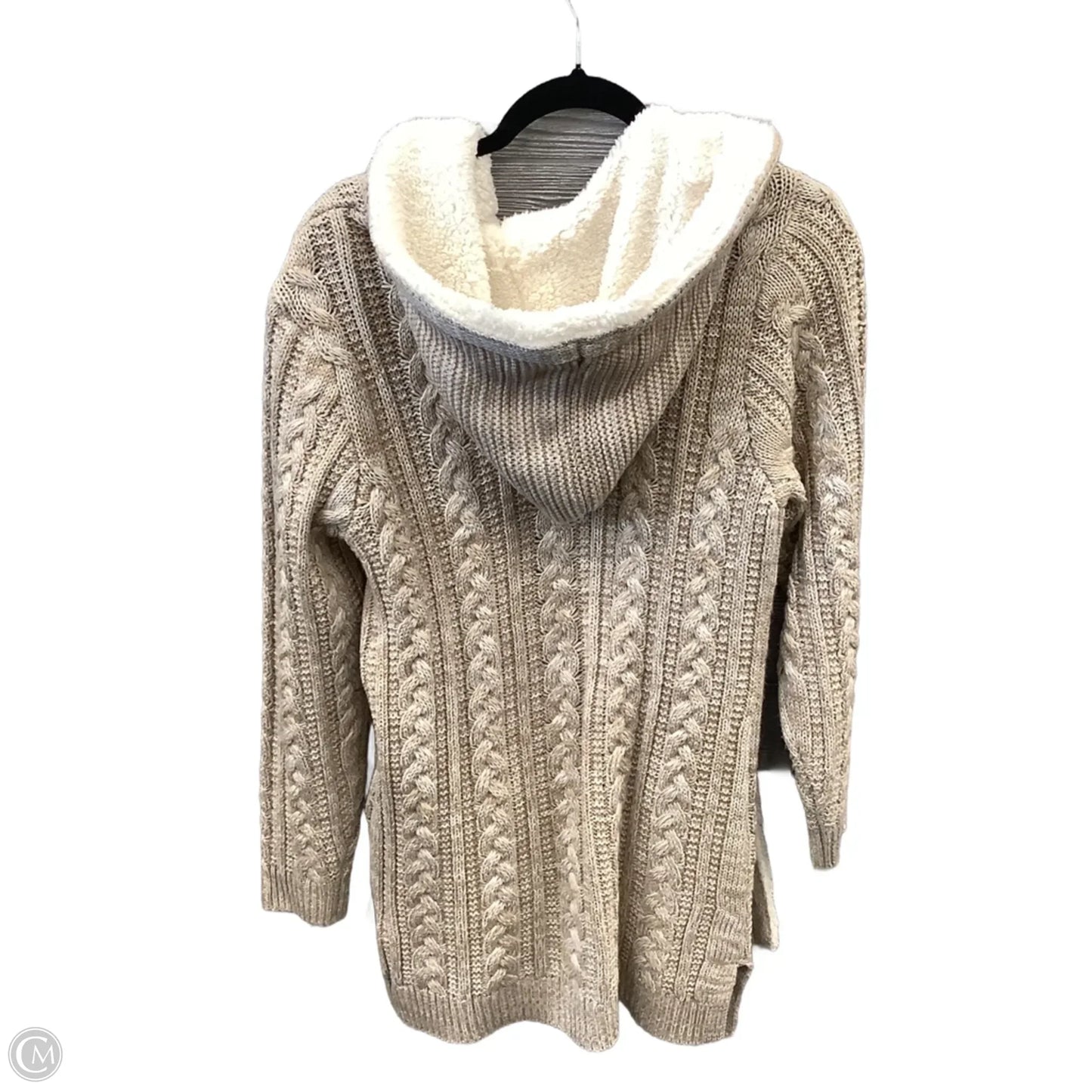 Sweater Cardigan By Christopher And Banks In Tan & White, Size: M