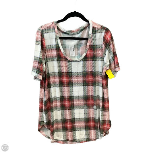 Top Short Sleeve By Maurices In Plaid Pattern, Size: Xl
