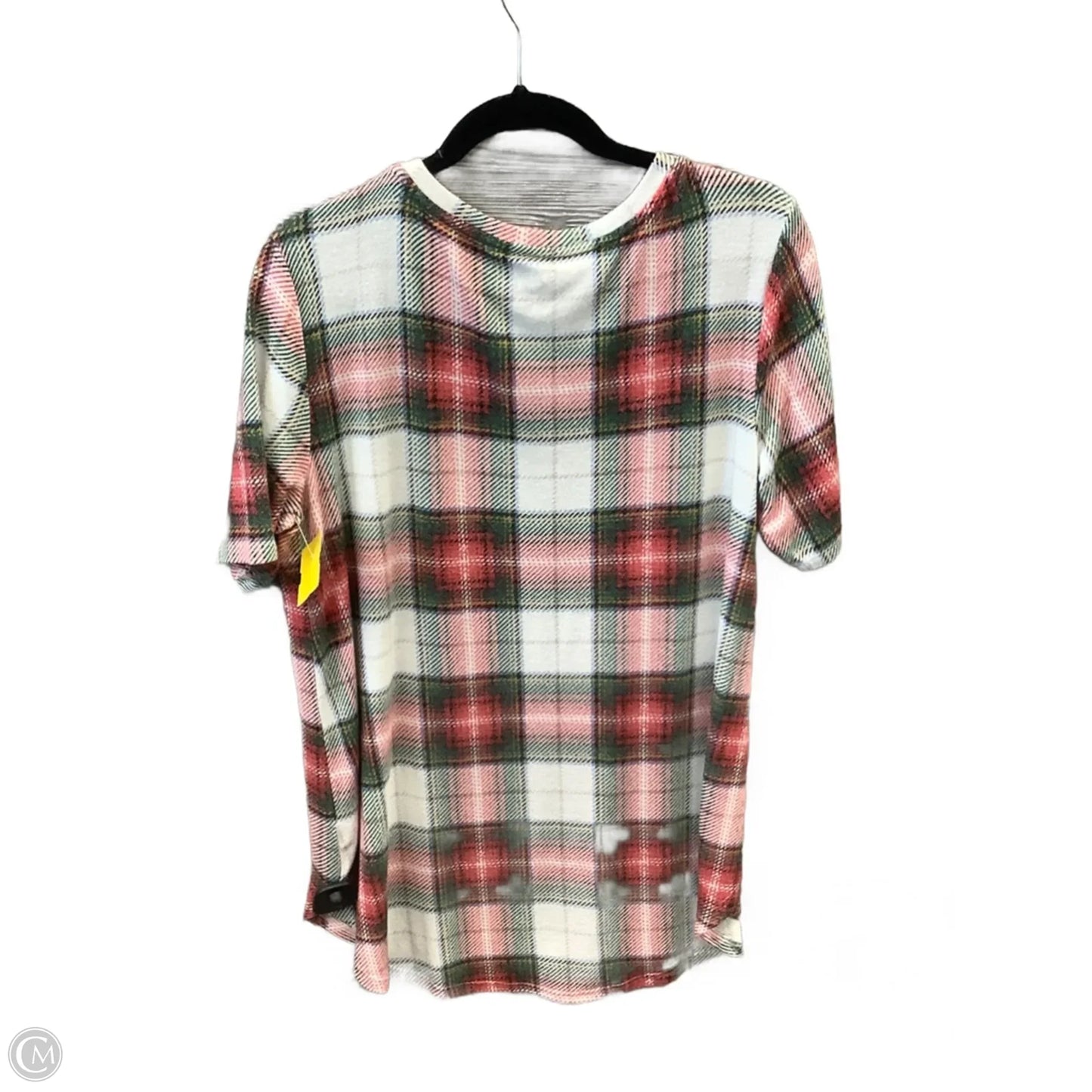 Top Short Sleeve By Maurices In Plaid Pattern, Size: Xl