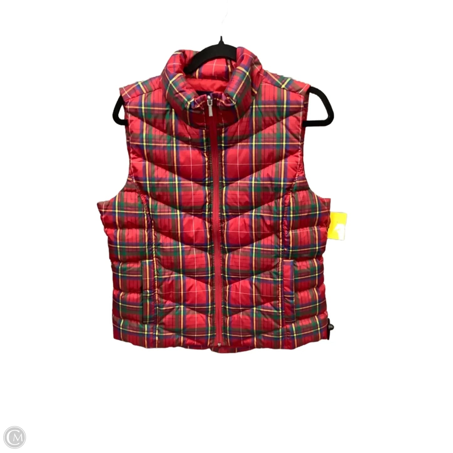 Vest Puffer & Quilted By Lands End In Plaid Pattern, Size: M