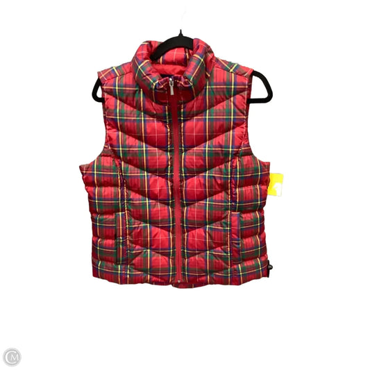 Vest Puffer & Quilted By Lands End In Plaid Pattern, Size: M