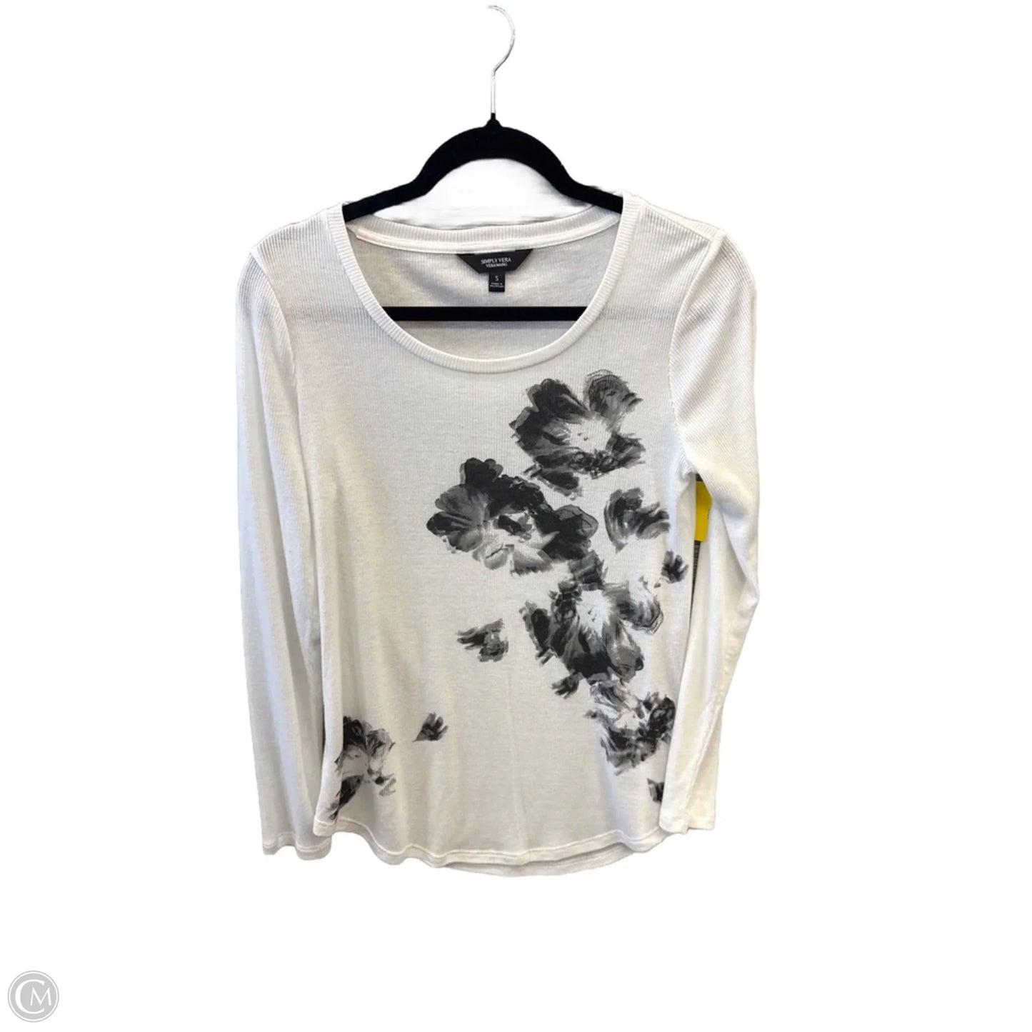 Top Long Sleeve By Simply Vera In Grey & White, Size: S