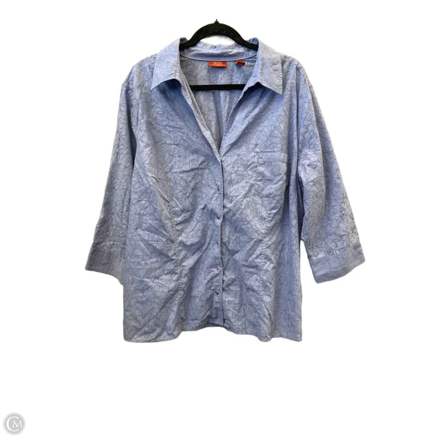 Top Long Sleeve By Valerie Stevens In Blue, Size: 3x