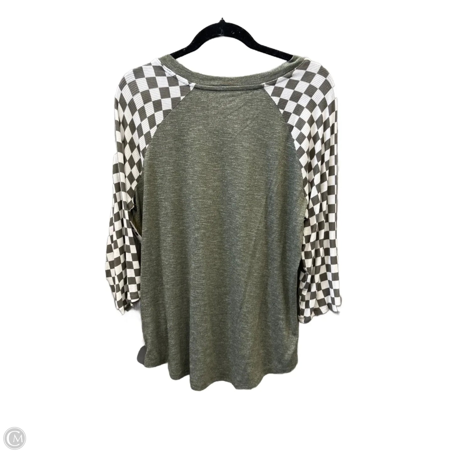 Top Long Sleeve By Maurices In Green & White, Size: L