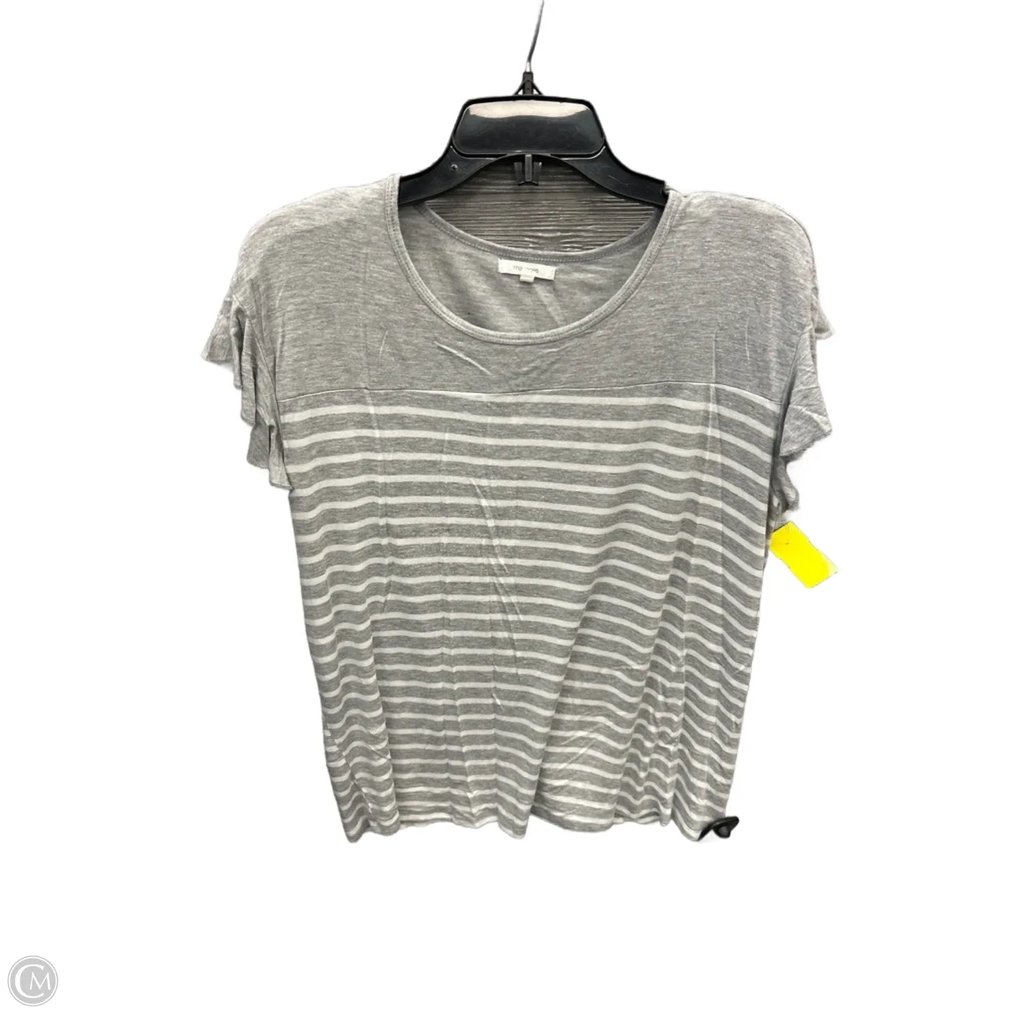 Top Short Sleeve By Maurices In Grey & White, Size: L