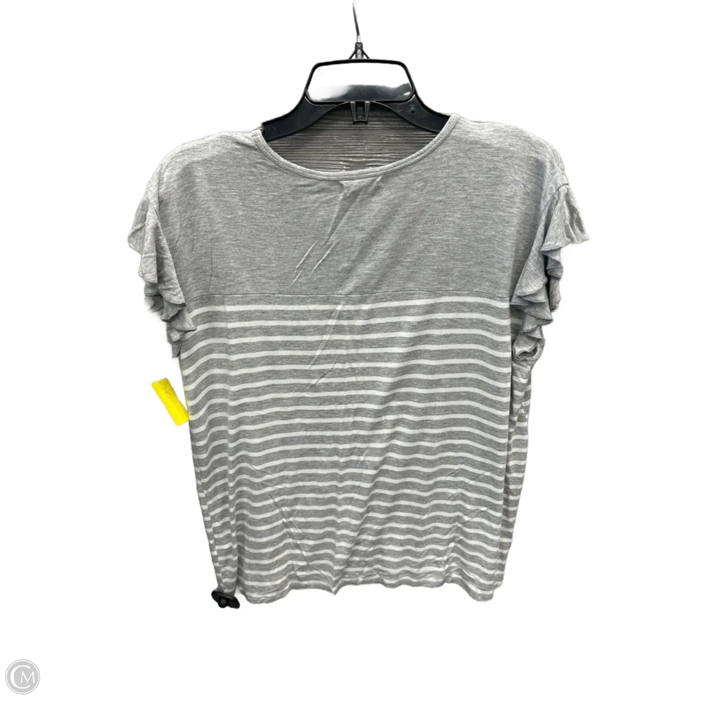 Top Short Sleeve By Maurices In Grey & White, Size: L