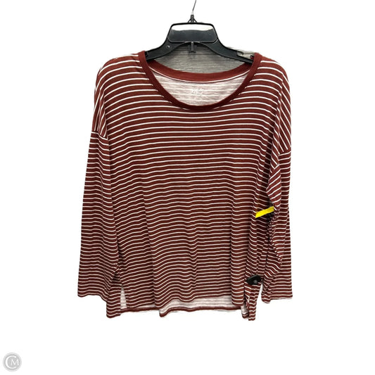Top Long Sleeve By Maurices In Brown & White, Size: L