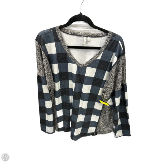 Top Long Sleeve By Cato In Blue & Grey, Size: Xl