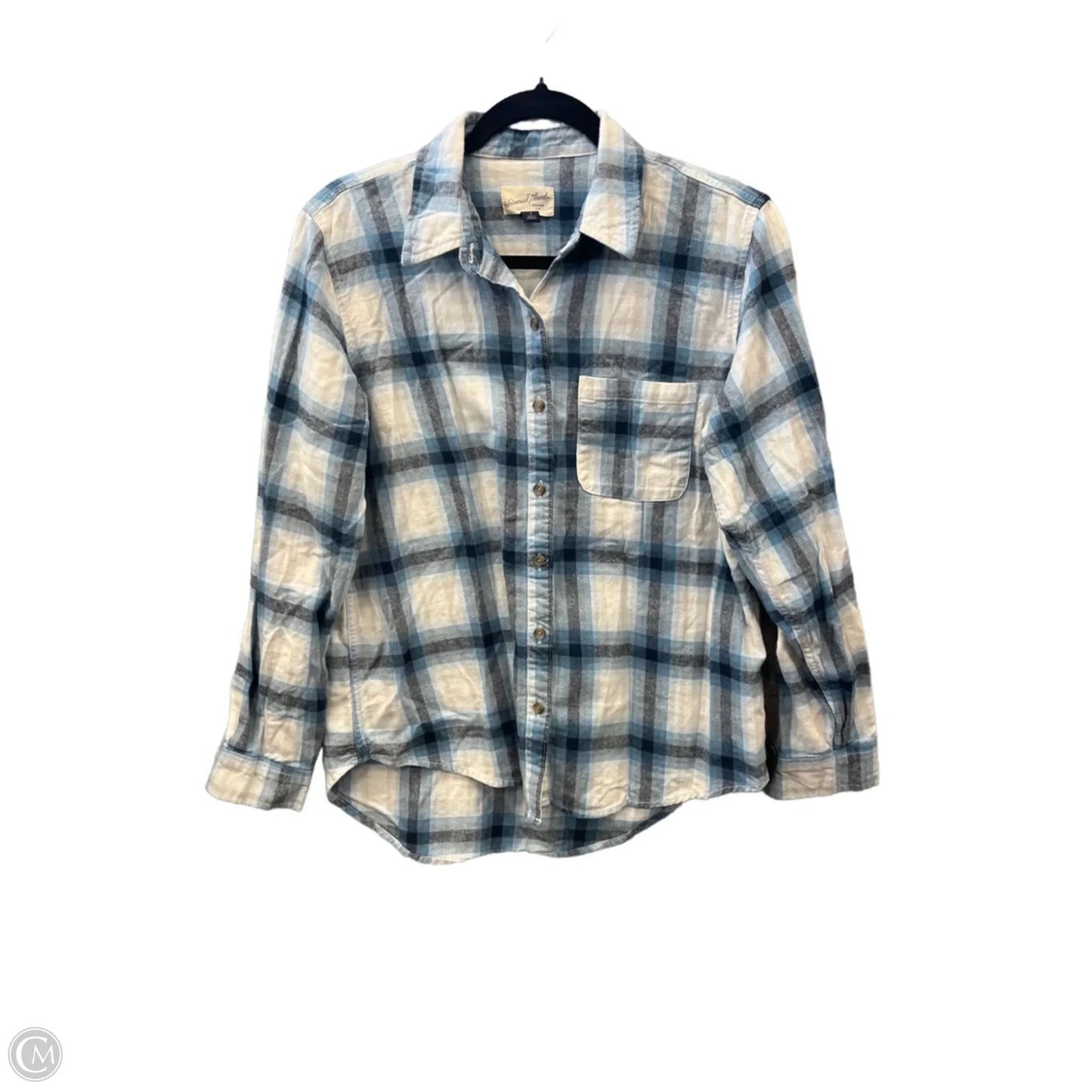Top Long Sleeve By Universal Thread In Plaid Pattern, Size: S