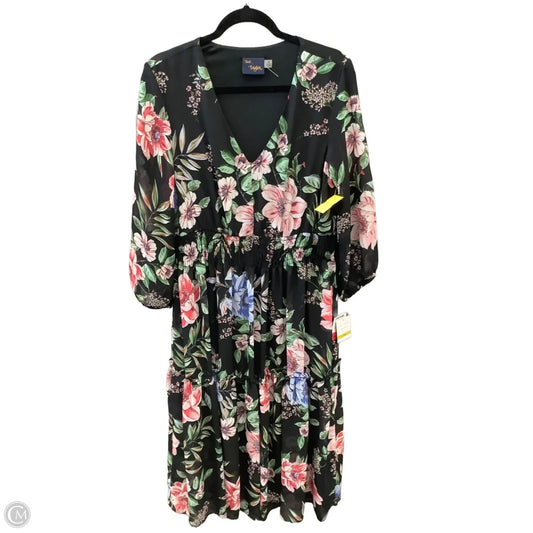 Dress Casual Midi By Just Taylor In Floral Print, Size: Xl