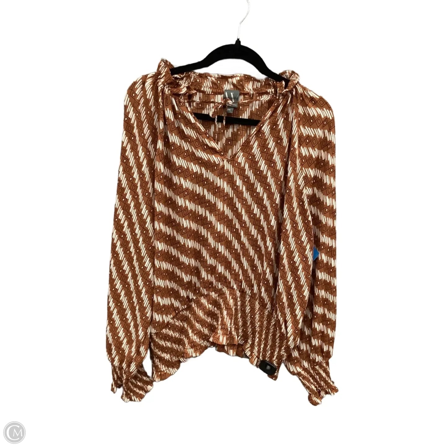 Top Long Sleeve By Worthington In Brown, Size: Xxl