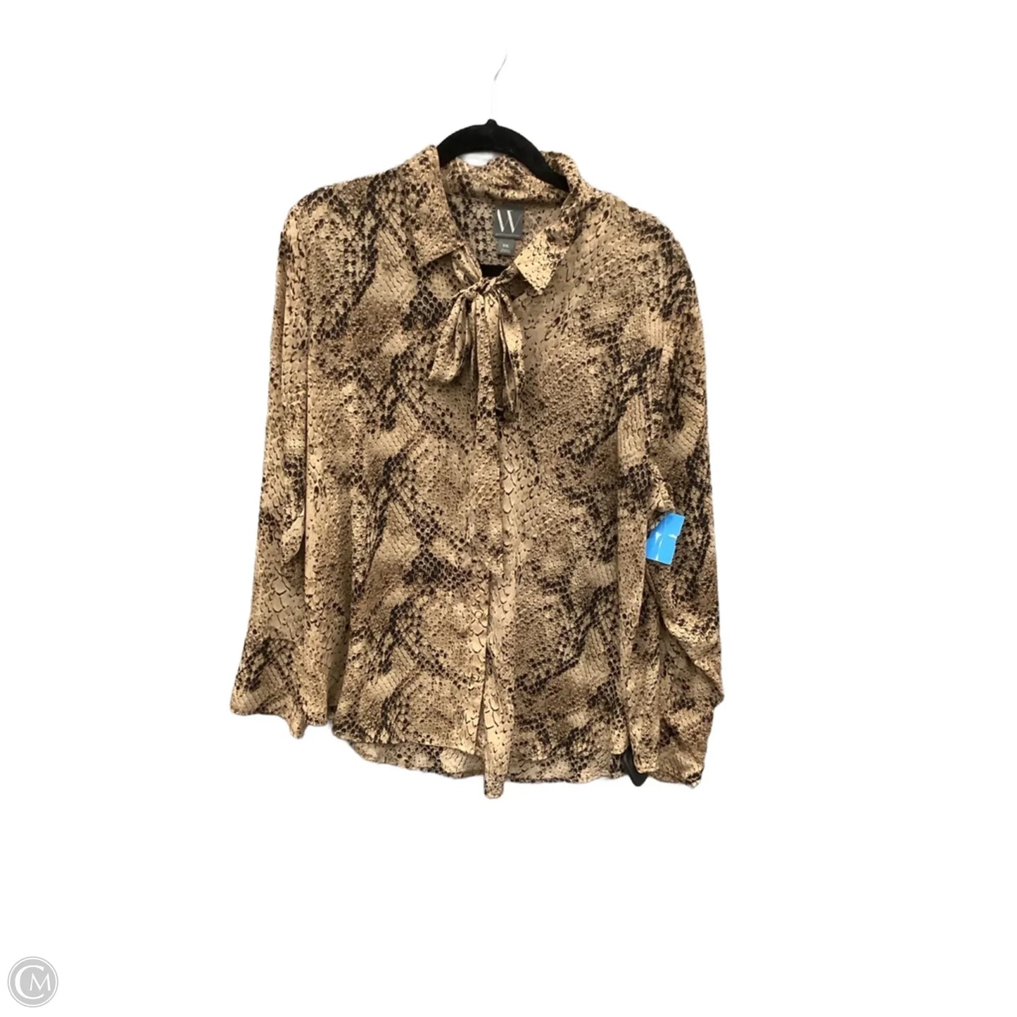 Top Long Sleeve By Worthington In Snakeskin Print, Size: Xxl