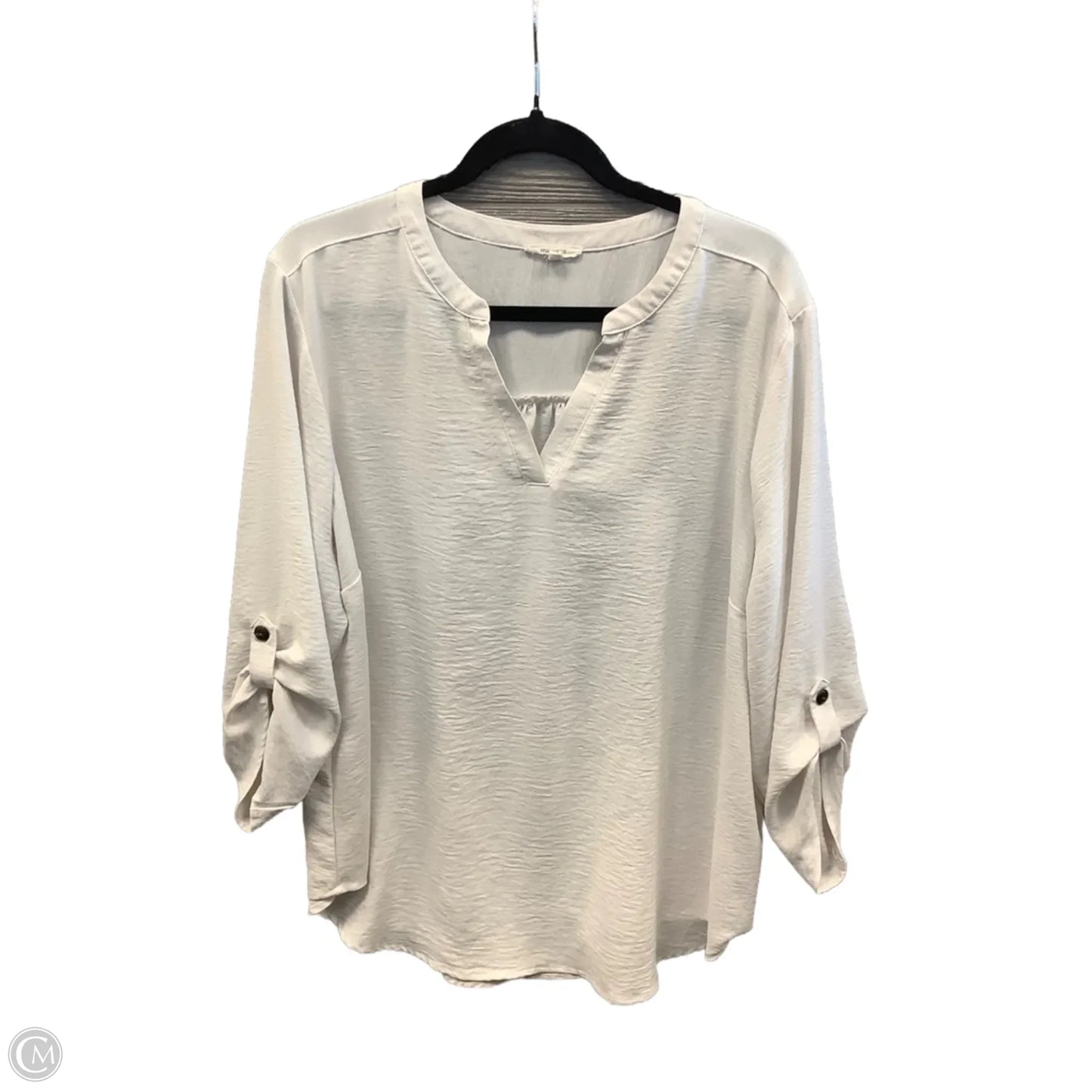 Blouse Long Sleeve By Maurices In White, Size: 1x