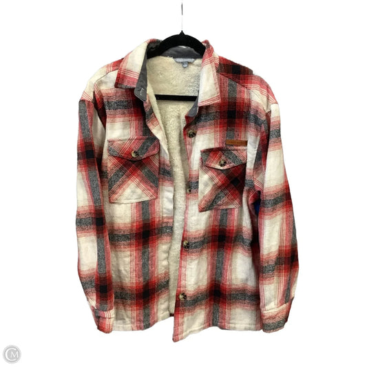 Jacket Shirt By Simply Southern In Plaid Pattern, Size: L