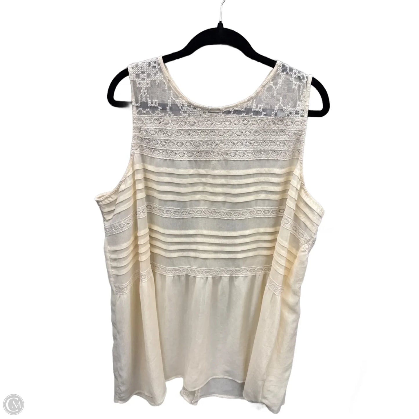Top Sleeveless By Logo In Cream, Size: 2x