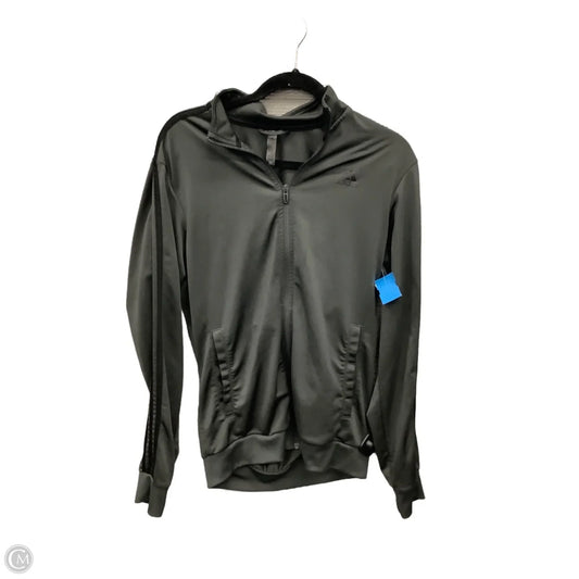 Athletic Top Long Sleeve Collar By Adidas In Grey, Size: S