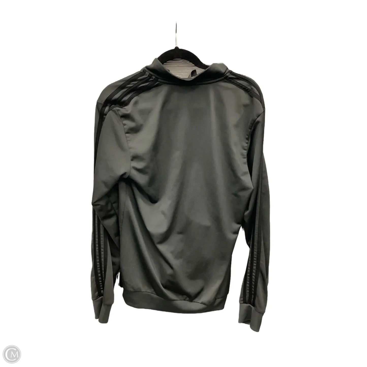 Athletic Top Long Sleeve Collar By Adidas In Grey, Size: S