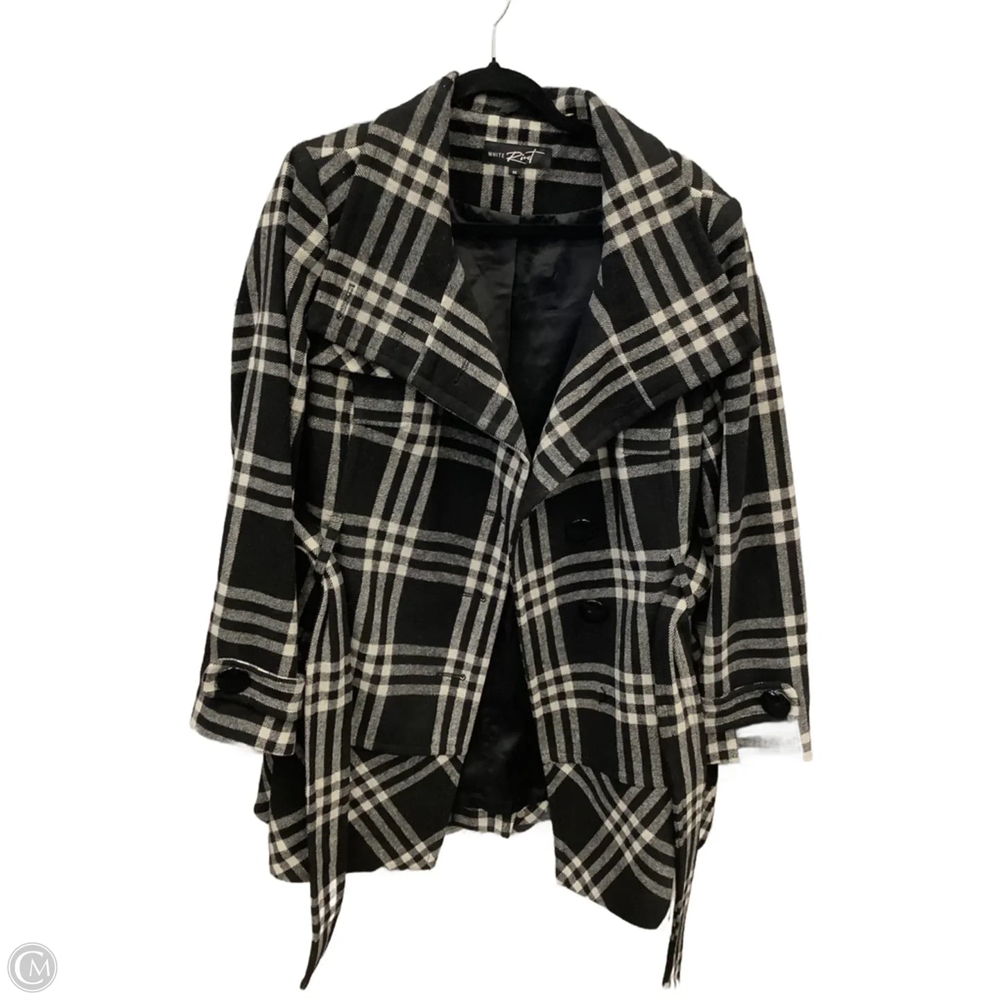 Coat Peacoat By Clothes Mentor In Black & White, Size: 1x