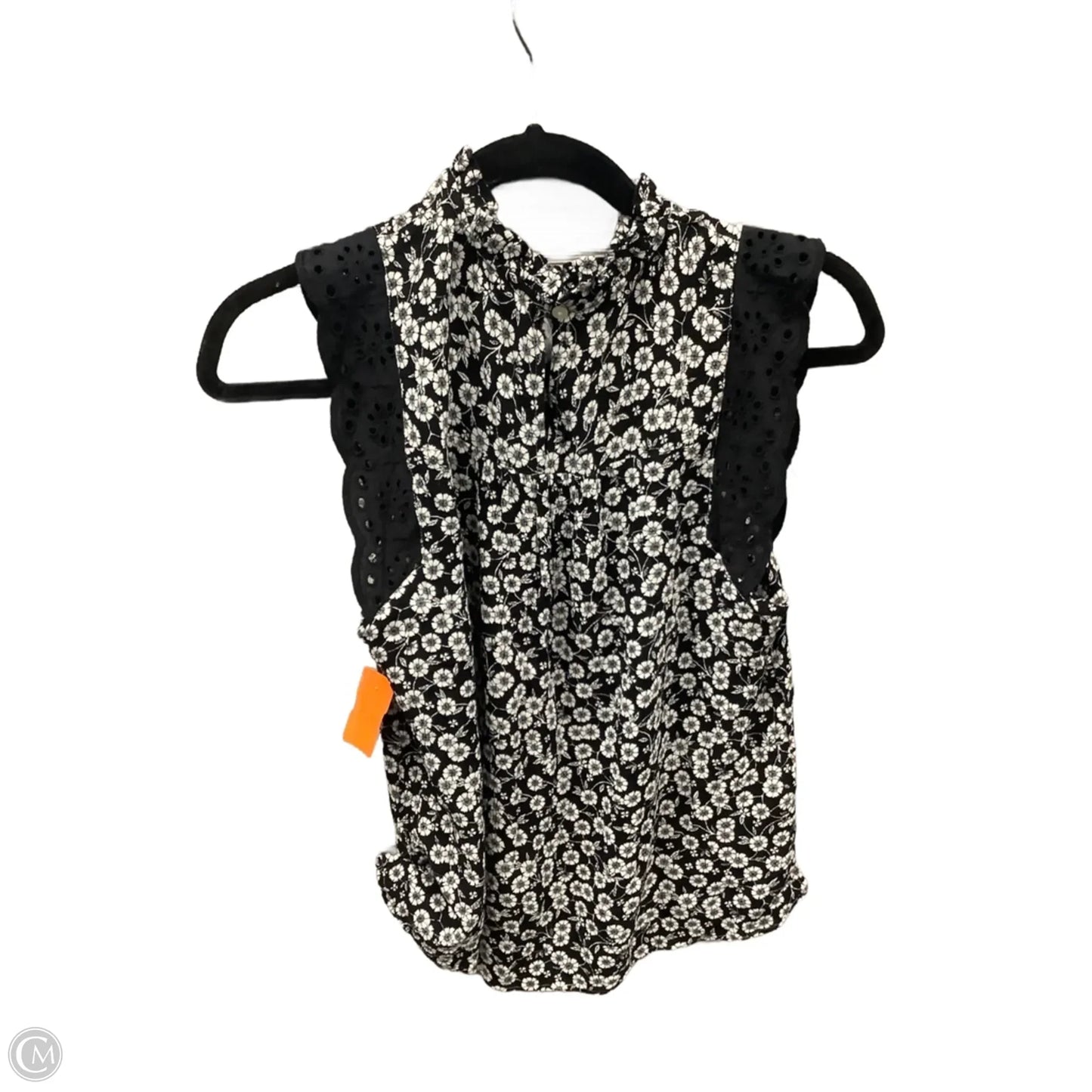 Blouse Sleeveless By Loft In Black & White, Size: S