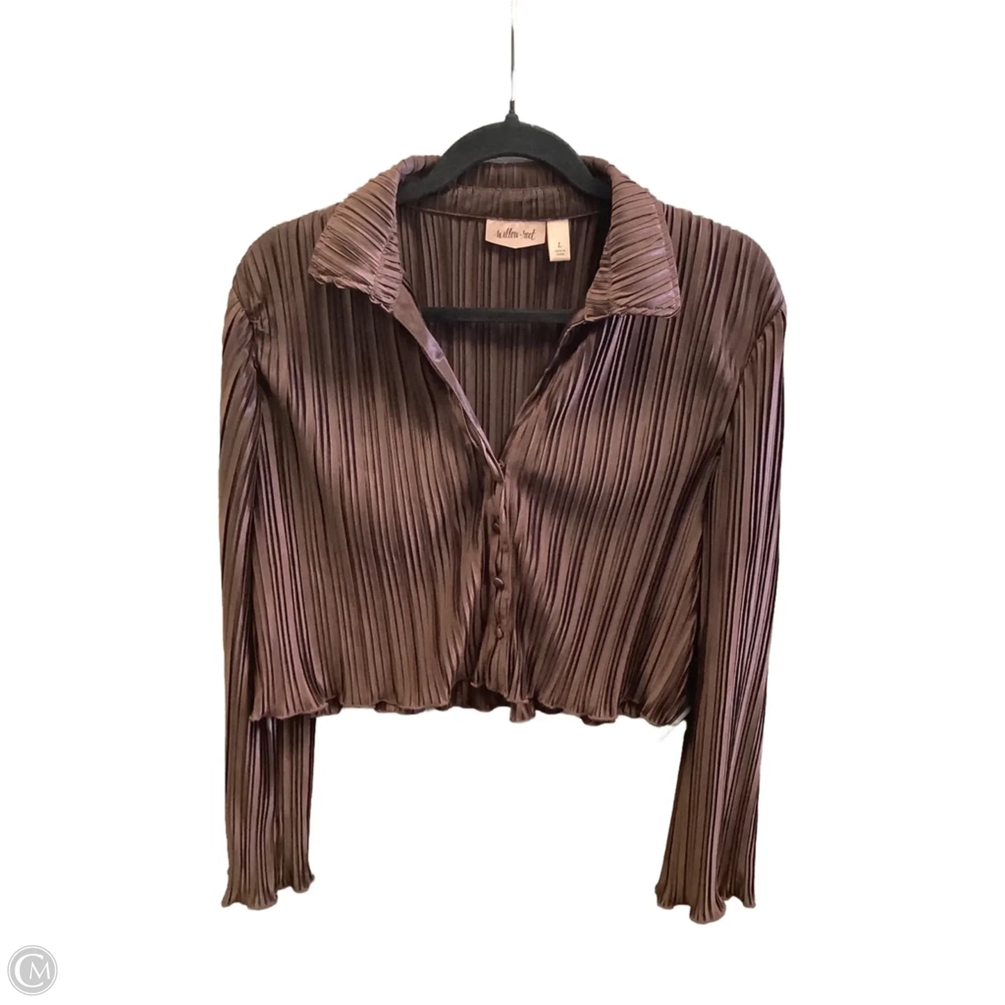 Top Long Sleeve By Willow & Root In Brown, Size: L