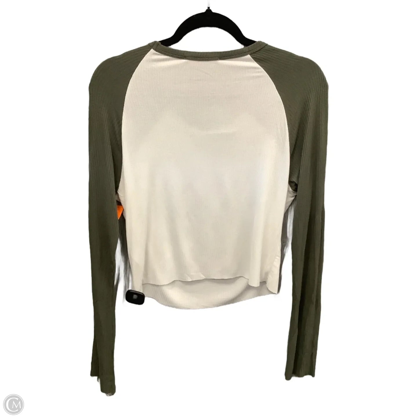 Top Long Sleeve By Double Zero In Green & White, Size: L