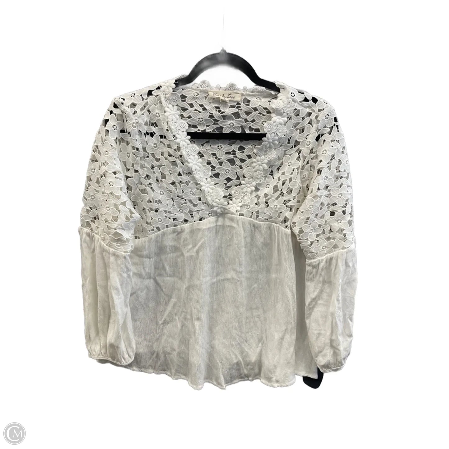Blouse Long Sleeve By Vine & Love In White, Size: S