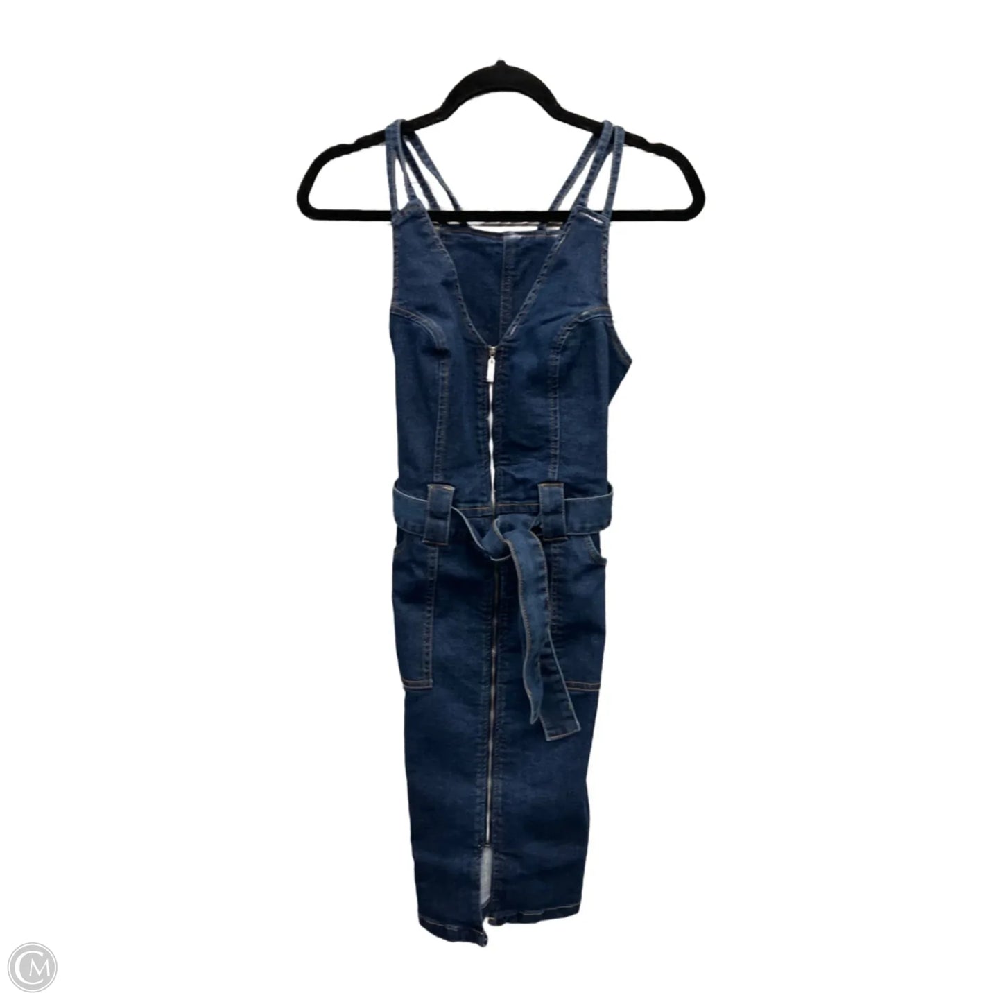 Dress Casual Midi By Venus In Blue Denim, Size: S