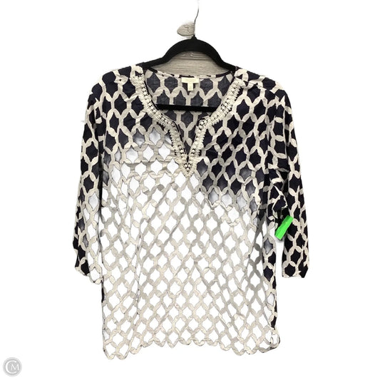 Top Long Sleeve By Talbots In Blue & White, Size: 2x