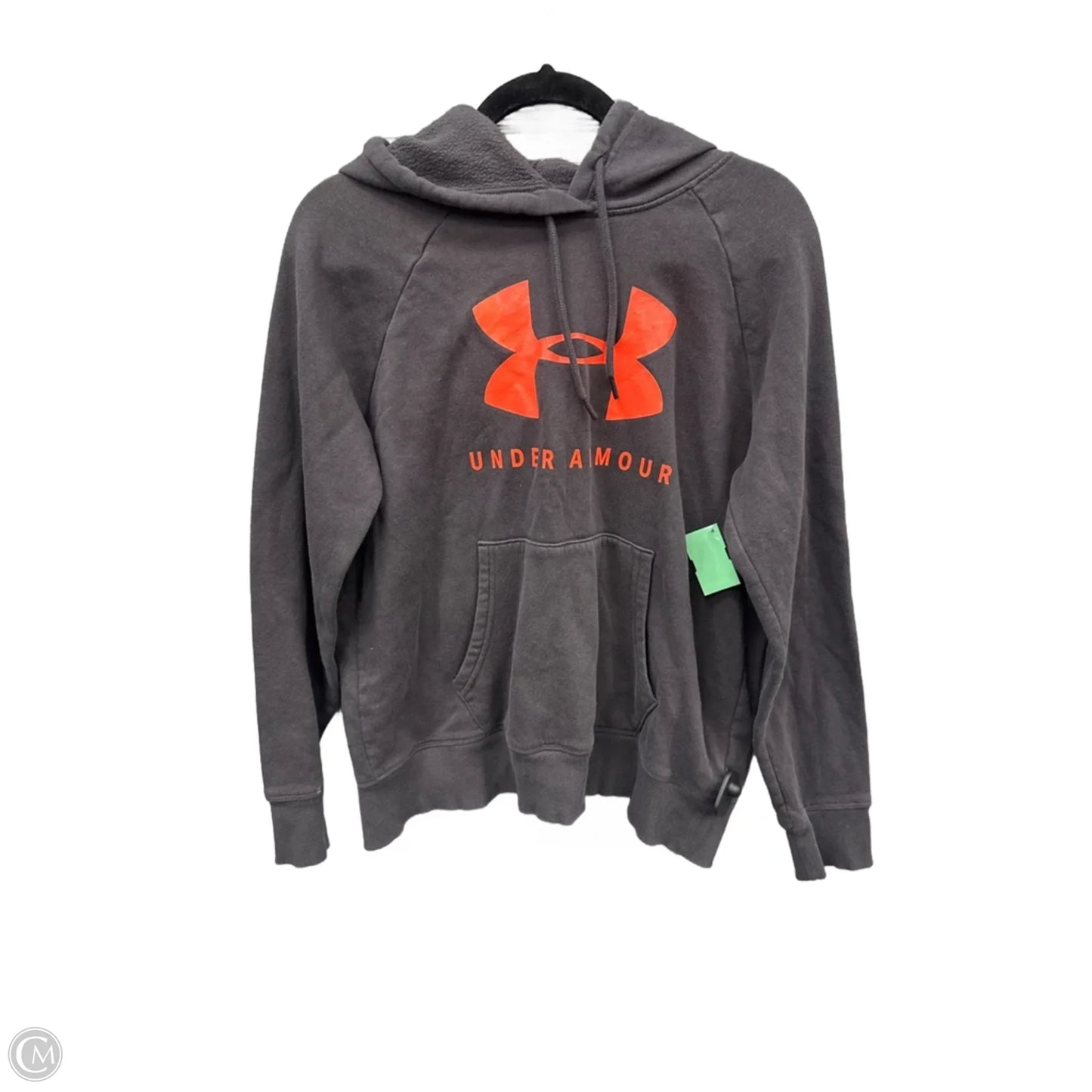 Athletic Sweatshirt Hoodie By Under Armour In Grey & Orange, Size: M