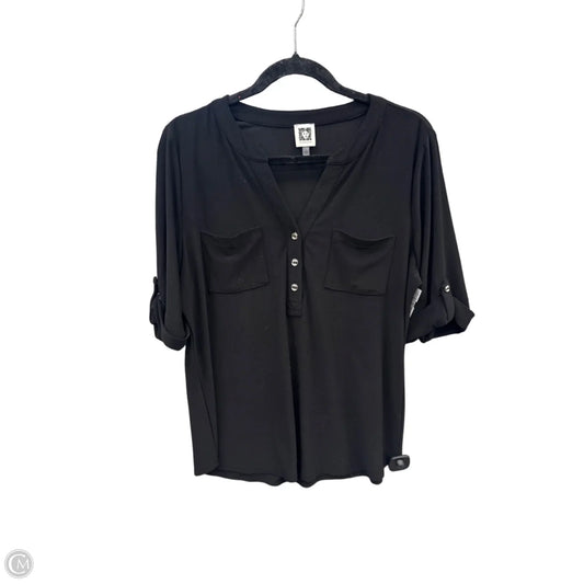 Top Short Sleeve By Anne Klein In Black, Size: L