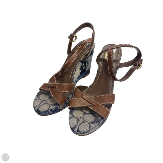 Sandals Designer By Coach In Blue & Grey, Size: 8.5