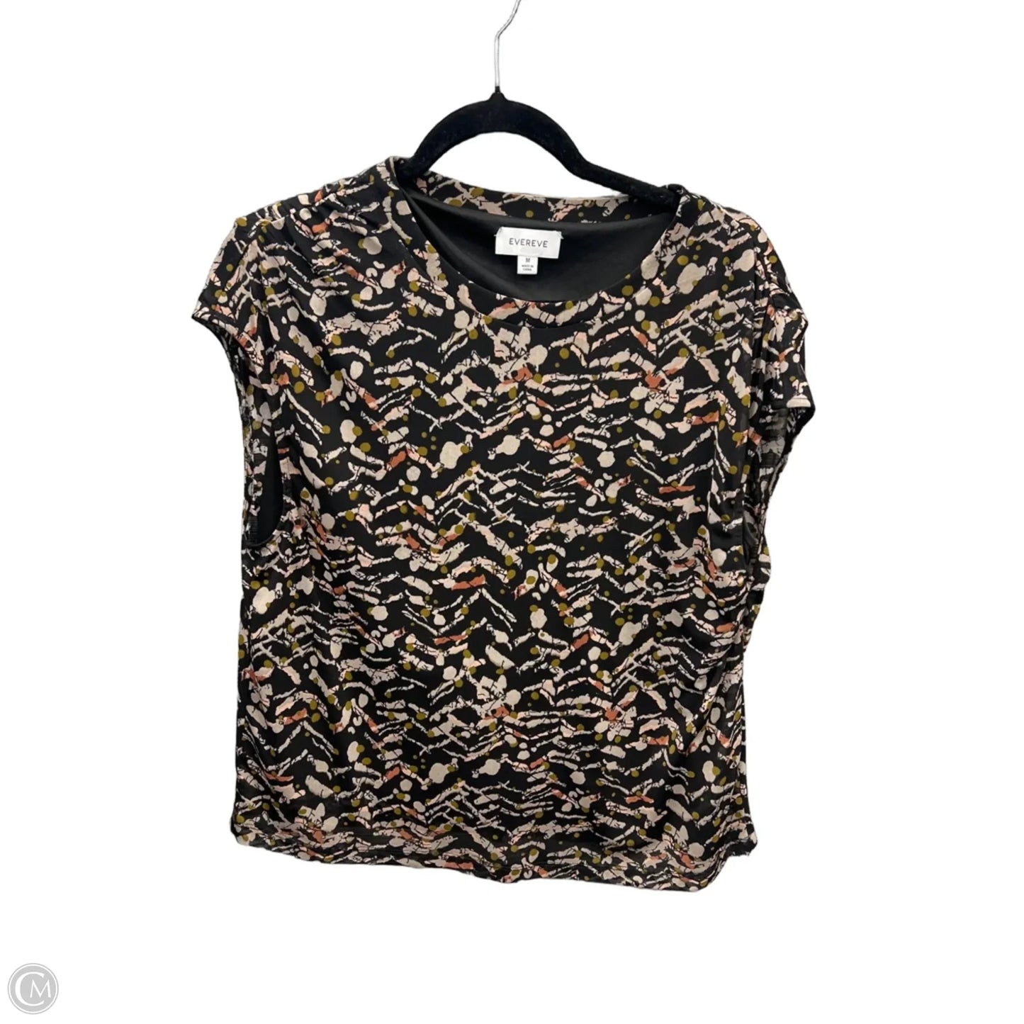 Top Short Sleeve By Evereve In Black & Brown, Size: M