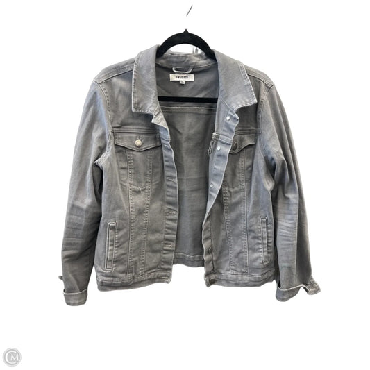 Jacket Denim By C Est. 1946 In Grey, Size: 1x