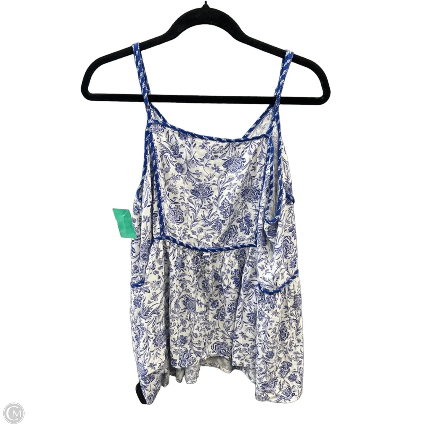 Top Sleeveless By Knox Rose In Blue & White, Size: Xxl