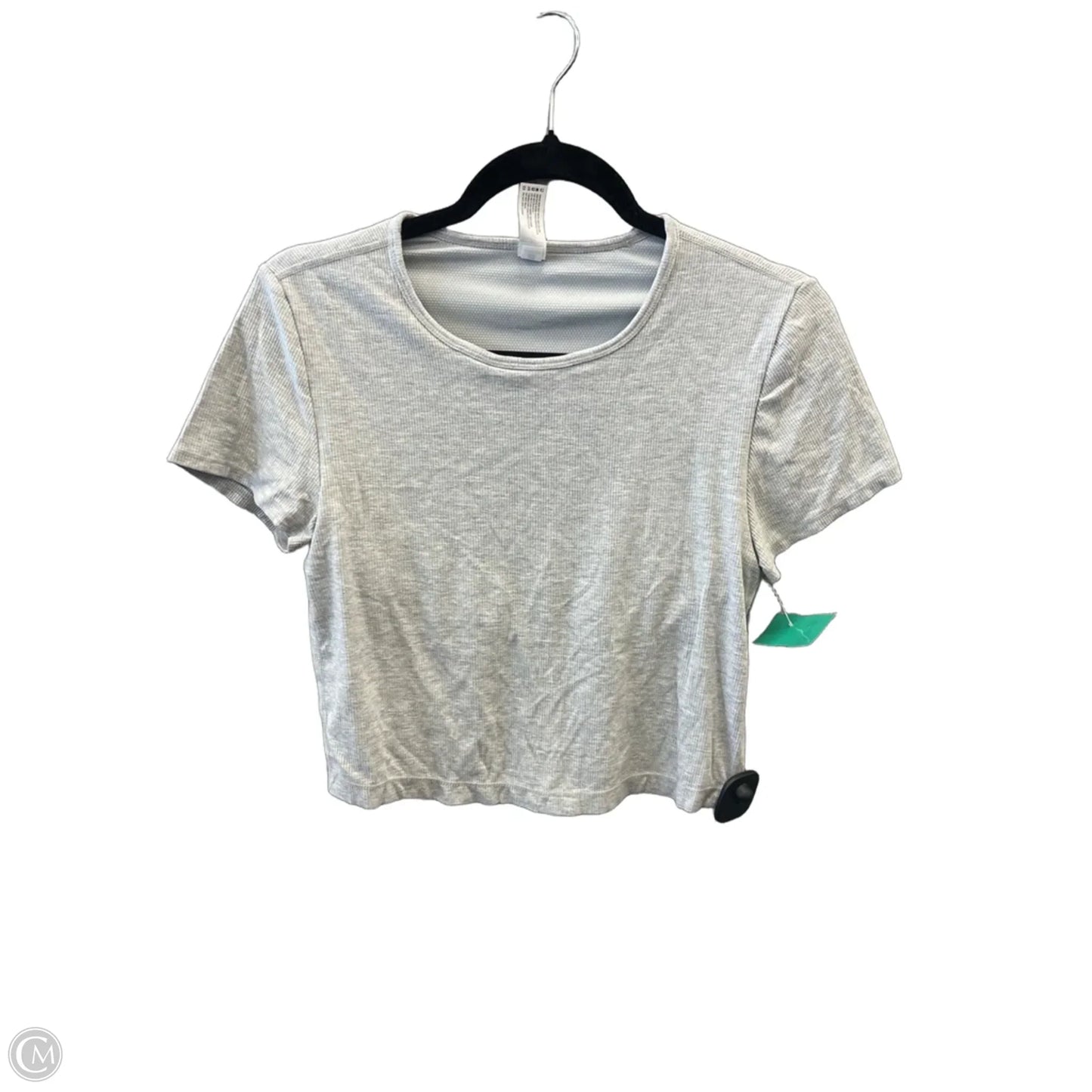 Athletic Top Short Sleeve By Yogalicious In Grey, Size: L