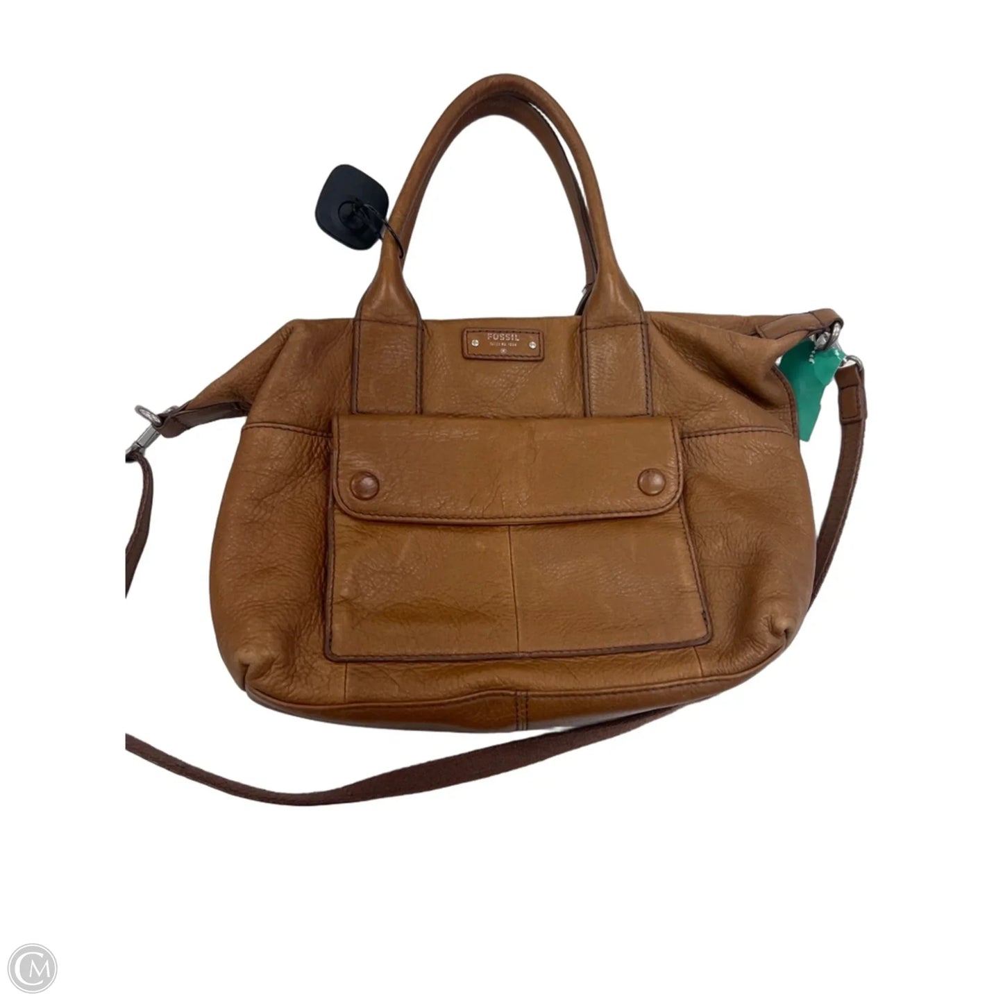 Handbag Leather By Fossil, Size: Medium