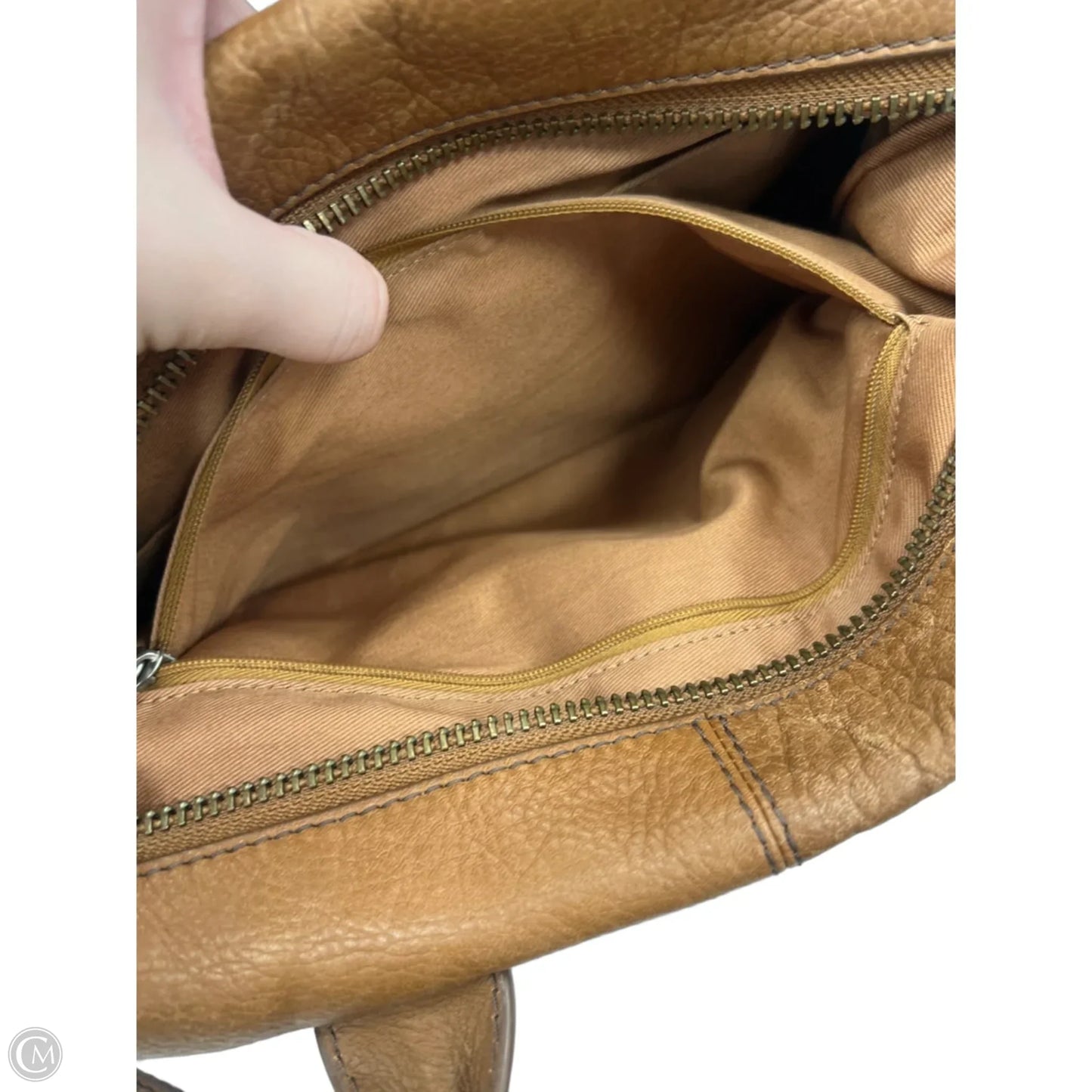 Handbag Leather By Fossil, Size: Medium