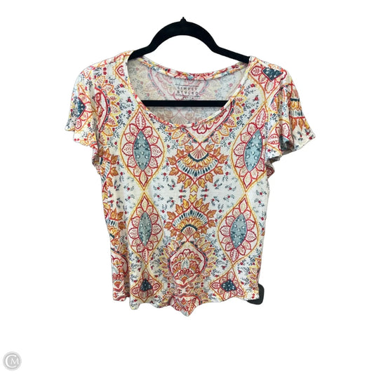 Top Short Sleeve By Simply Styled In Multi-colored, Size: L